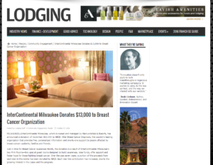 Lodging magazine highlights intercontinental milwaukee